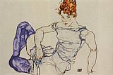 Seated Wall Art - Seated Woman in Violet Stockings
